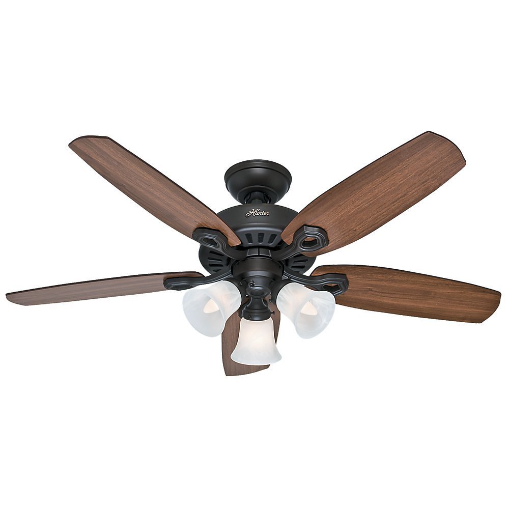 Hunter Fan Company 52107 Builder Small Room 42-Inch New Bronze Ceiling Fan with Five Brazilian Cherry/Harvest Mahogany Blades and a Light Kit