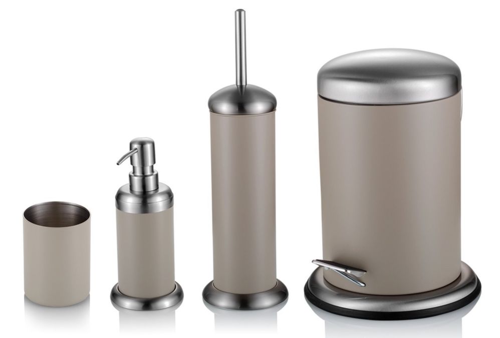 Malmo 4 pcs Bathroom Accessories Set Lotion dispenser, Toilet Brush, Toothbrush cup & Trash Can