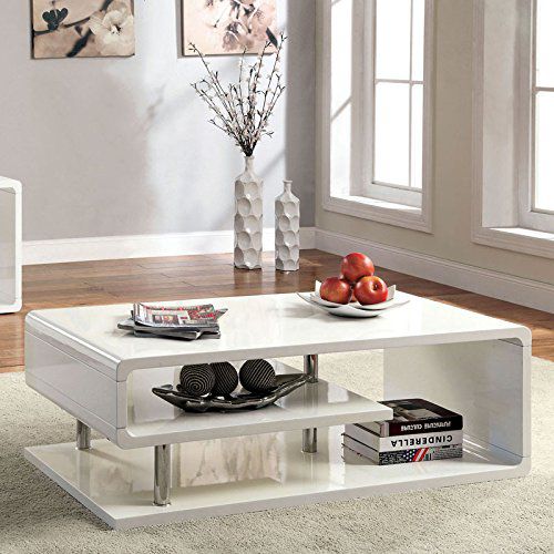 Ninove Contemporary Style Glossy White Finish Coffee Table