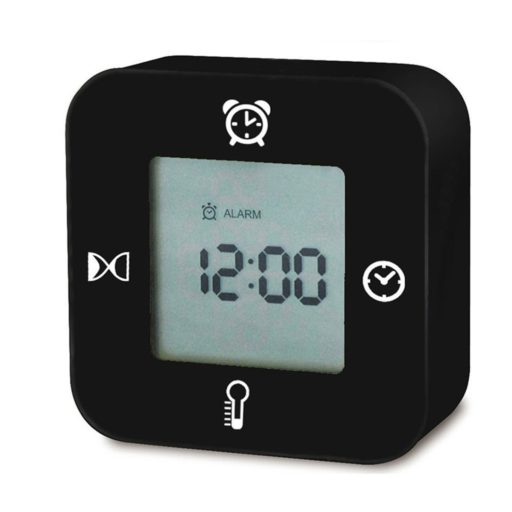 IYOOVI Digital Morning Alarm Clock With Calendar/Timer/Alarm/Temperature Display In 4 Angle, Battery Operated Travel Desk Bedroom Clock, Simple Setting (Black)