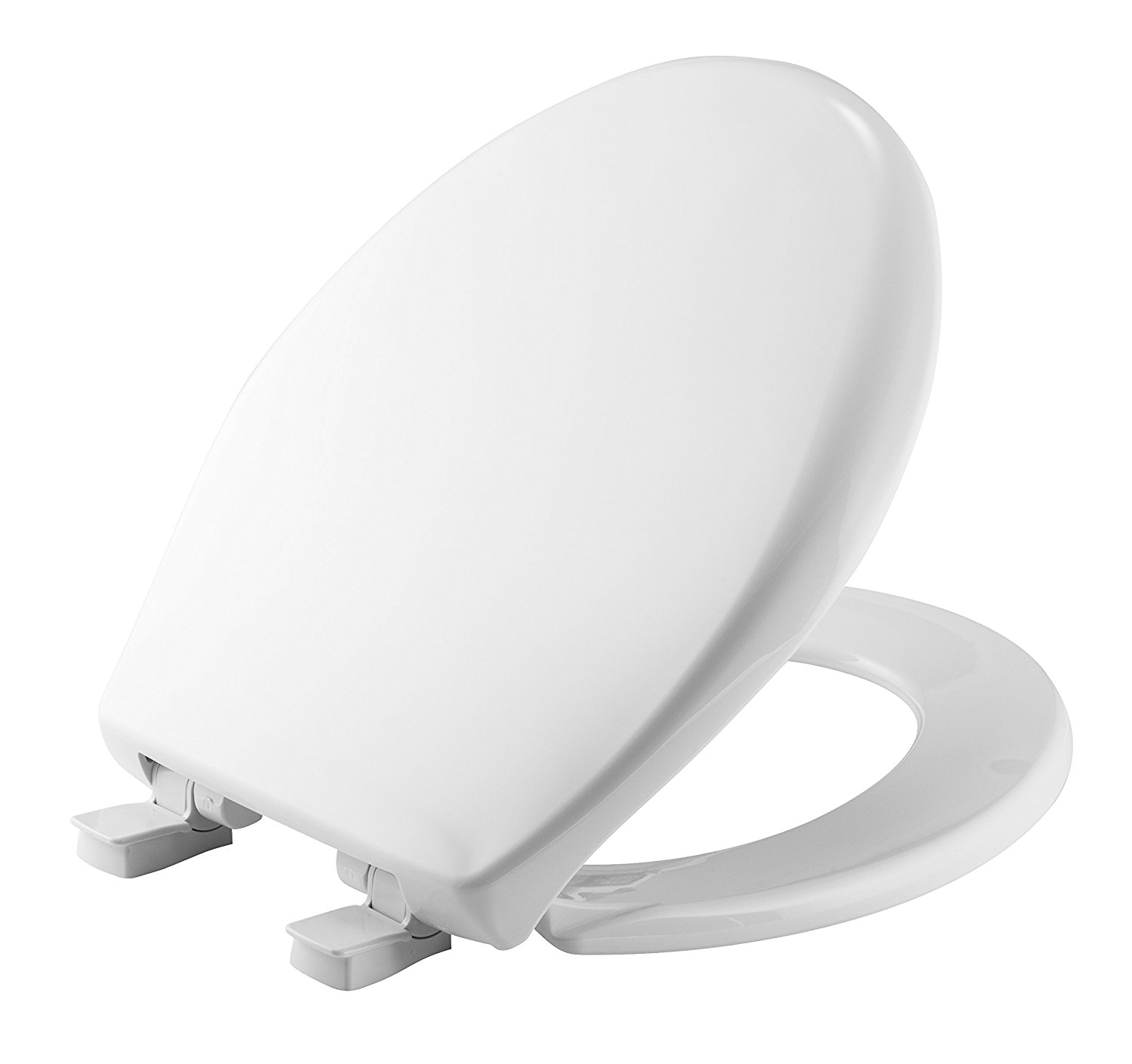 Mayfair 20SLOWE 000 Slow-Close Plastic Toilet Seat featuring Whisper-Close, Easy Clean & Change Hinges and STA-TITE Seat Fastening System, Round, White