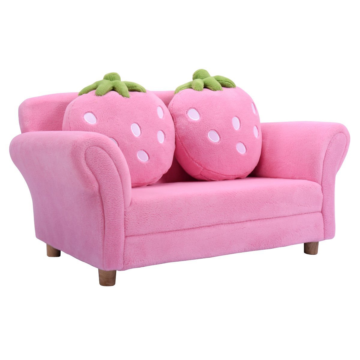 Costzon Kids Pink Sofa Set Children Armrest Chair Lounge Couch w/2 Cushions (Pink)