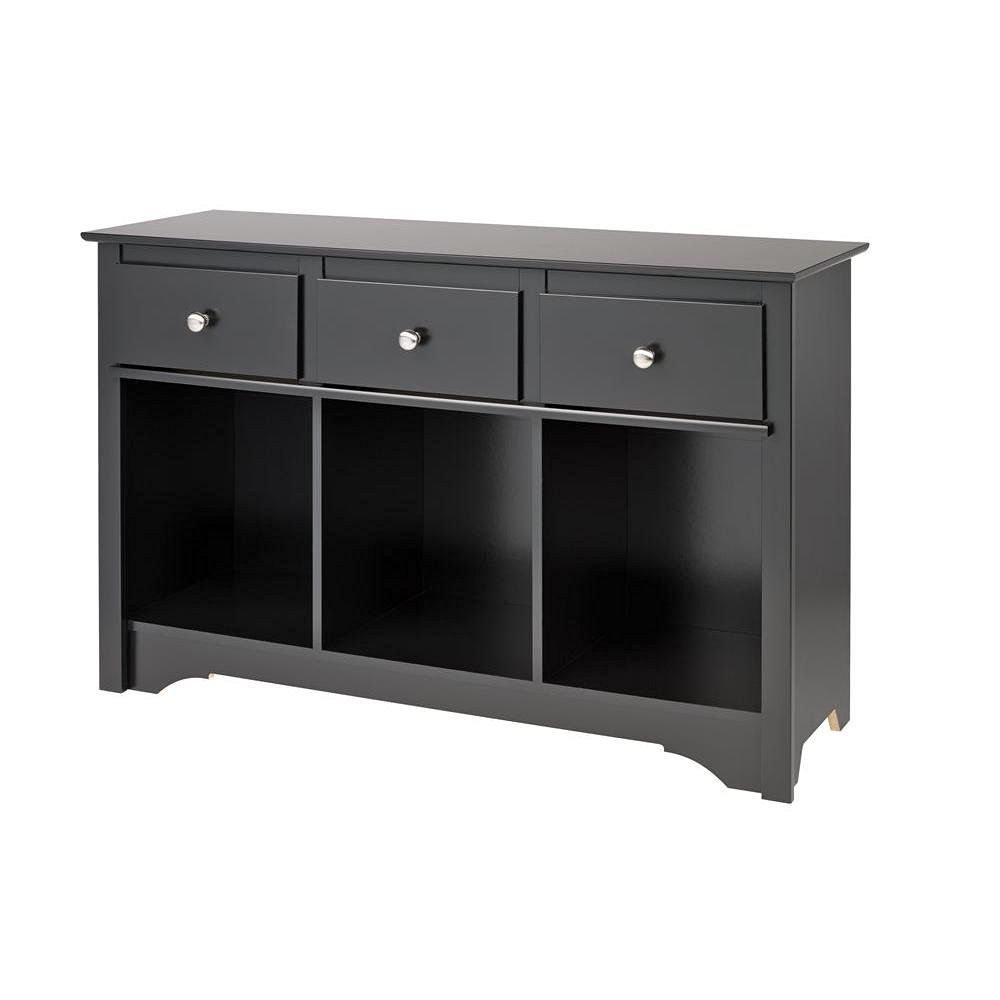 3-Drawer Living Room Black Console Table