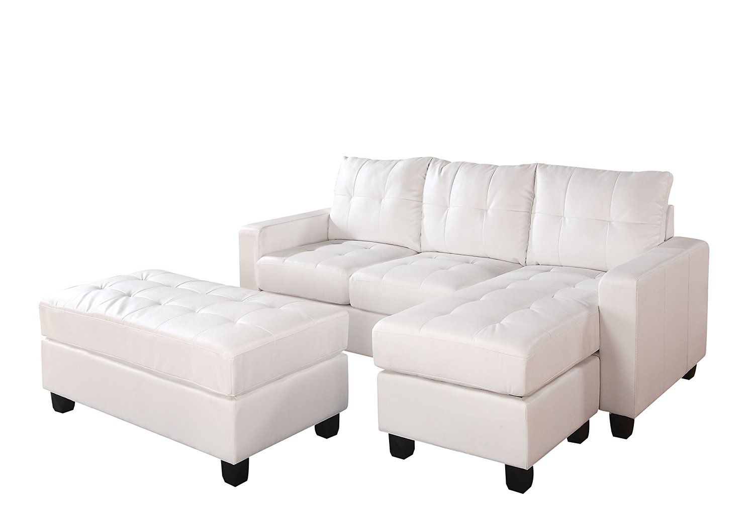 ACME Lyssa Rev. Chaise Sectional and Ottoman, White BLM