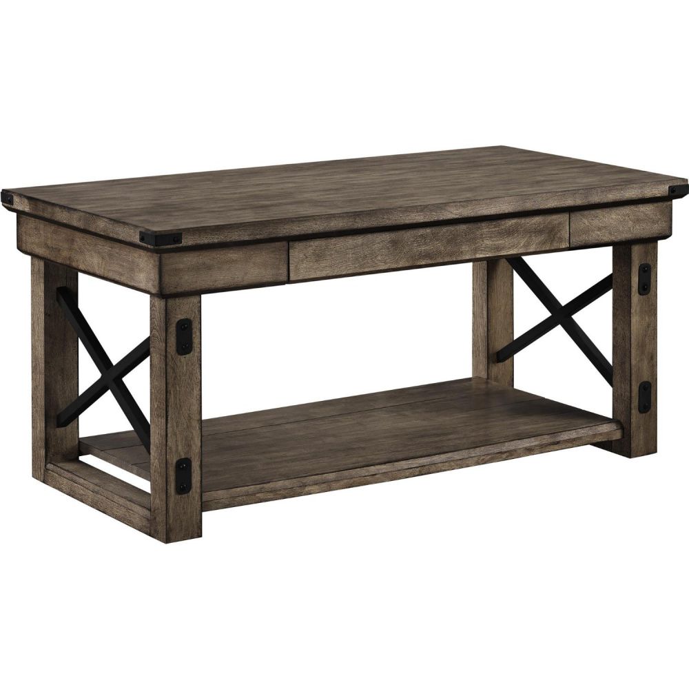 Altra Wildwood Wood Veneer Coffee Table, Rustic Gray