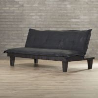 Contemporary Futon Frame Mattress - Modern Convertible Sofa Bed Chair Furniture Set - Home Living Room Bedroom Sleeper Lounger (Black)