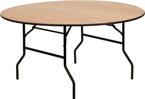 Flash Furniture YT-WRFT60-TBL-GG 60-Inch Round Wood Folding Banquet Table with Clear Coated Finished Top, Black