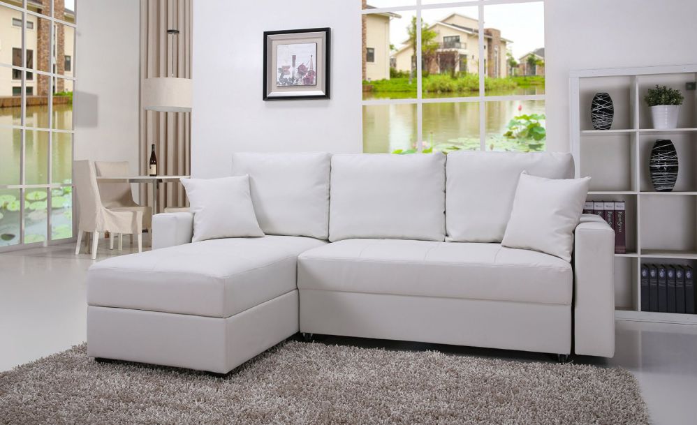 Gold Sparrow Aspen Convertible Sectional Storage Sofa Bed, White