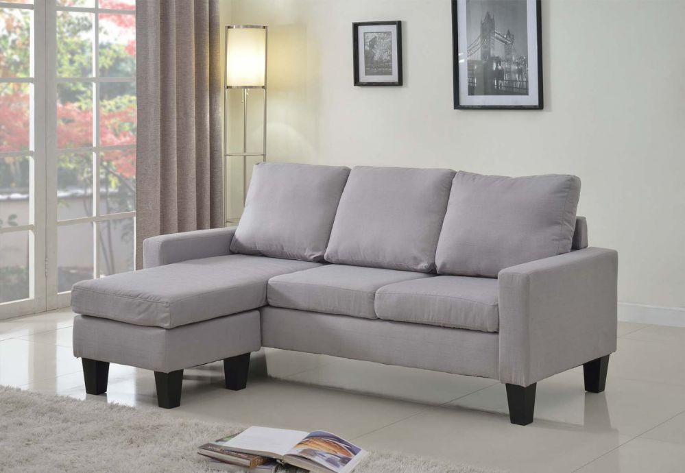 Home Life Linen Cloth Modern Contemporary Upholstered Quality Sectional Left or Right Adjustable Sectional Sofa, Large, Light Grey