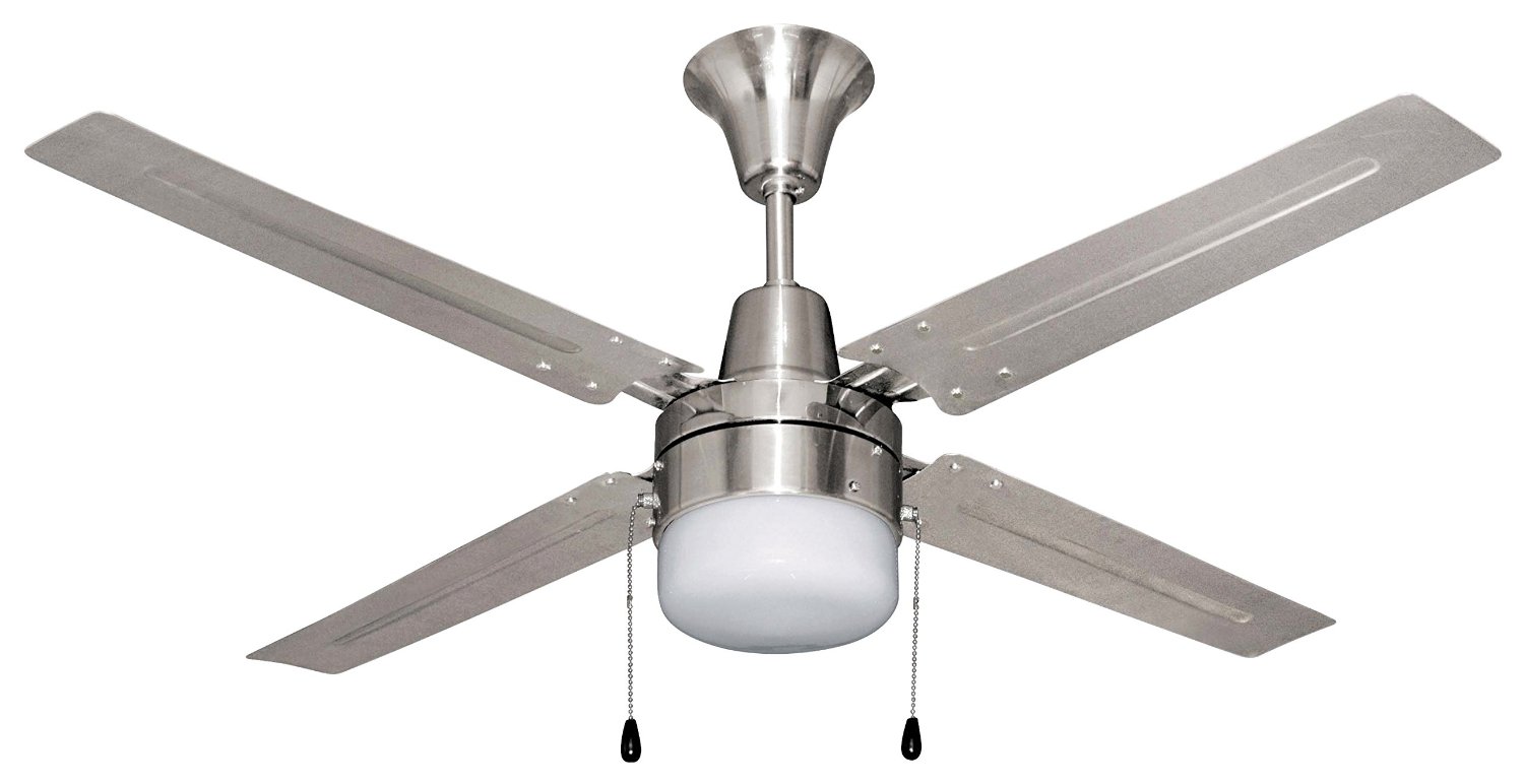 Litex E-UB48BC4C1 Urbana 48-Inch Ceiling Fan with Five Brushed Chrome Blades and Single Light Kit with frosted Glass