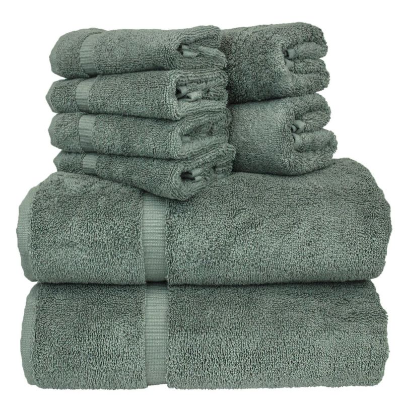 Luxury Hotel & Spa Bath Towel Set Turkish Cotton Towel Bundle Total 8-Piece Set, 2 Bath Towel 27"X54" , 2 Hand Towel 16"X30" , 4 Washcloth 13"x13", Set of 8 (Gray)