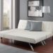 Modern Sofa Bed Sleeper Faux Leather Convertible Sofa Set Couch Bed Sleeper Chaise Lounge Furniture Vanilla White