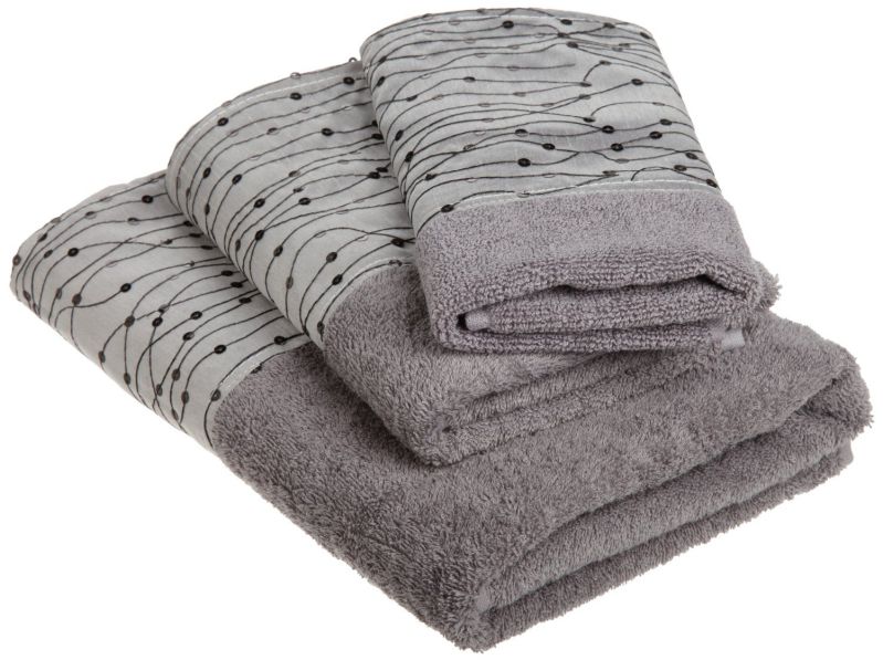 Popular Bath Corbel 3-Piece Towel Set, Silver/Black