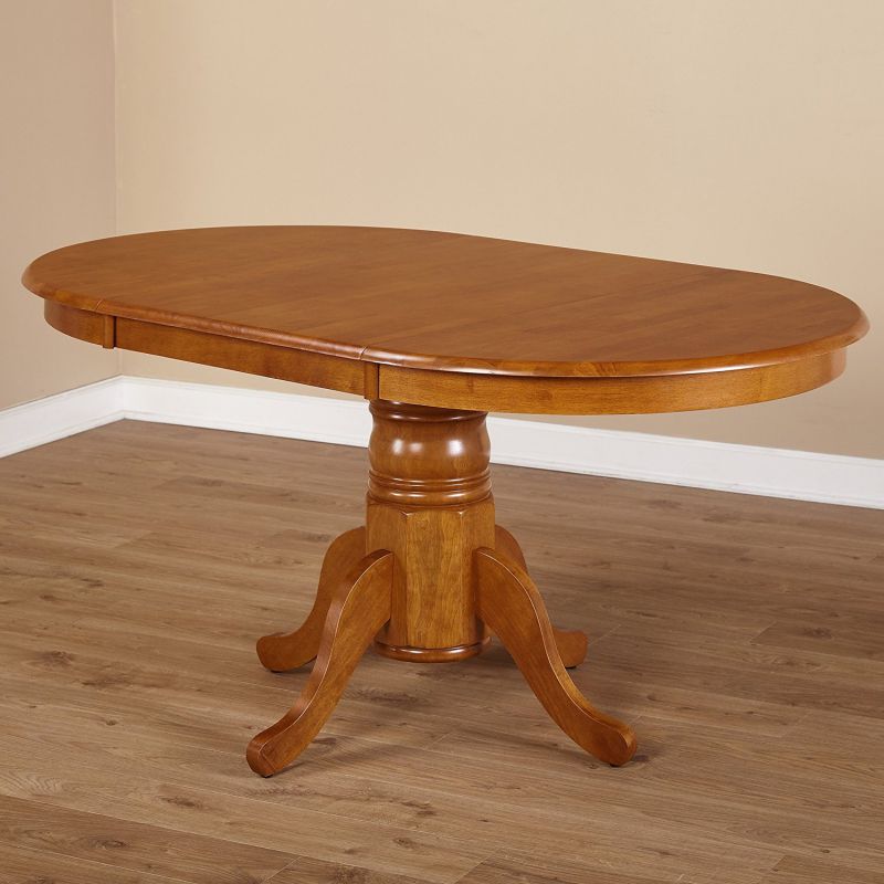Simple Living Oak Rubberwood Round/ Oval Farmhouse Dining Table