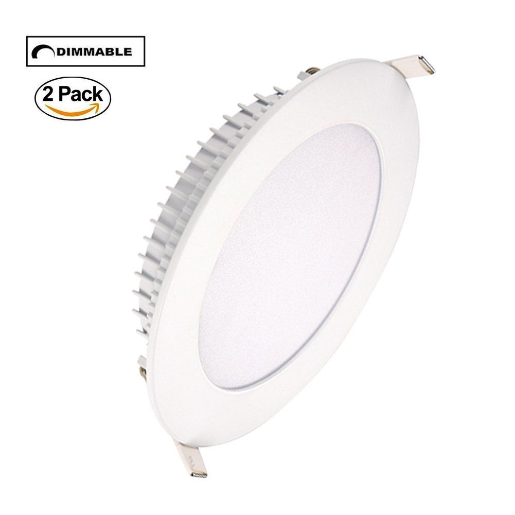 B-right 2 Pack Dimmable 6W 4-inch Round LED Panel Light, 500lm, 50W Incandescent Equivalent, 3000K Warm White, LED Recessed Ceiling Lights, Recessed LED Downlight