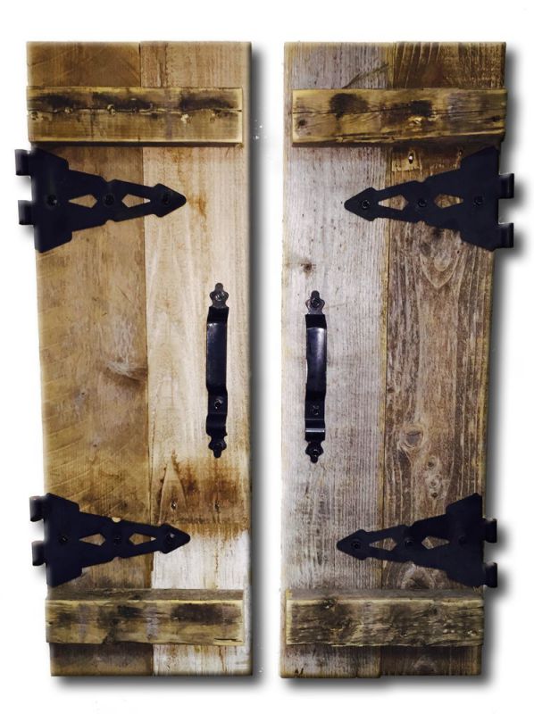 Barn Wood Rustic Decorative Shutter Set of 2 With Hinges