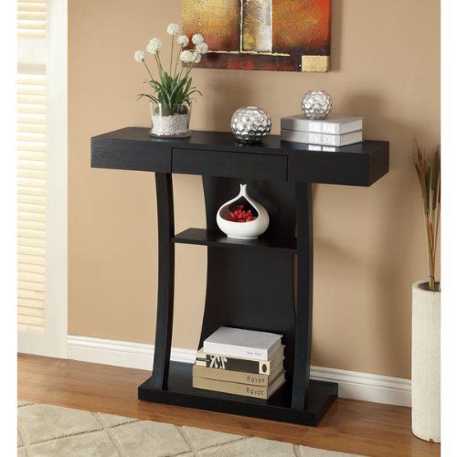 Black Finish Console Sofa Table with Drawer