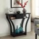 Black Finish Curved Console Sofa Entry Hall Table with Shelf / Drawer