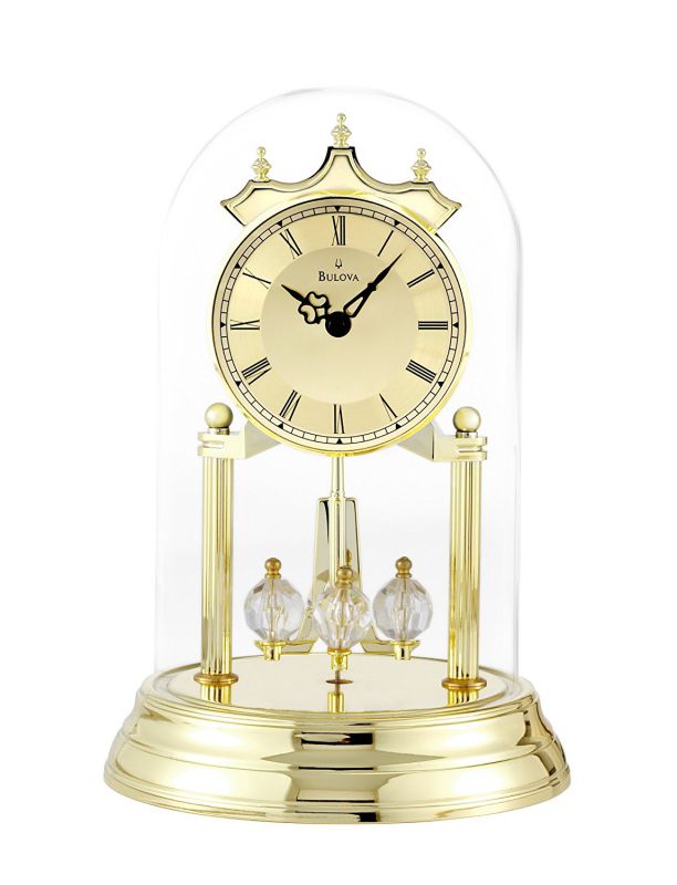 Bulova B8818 Tristan I Clock, Polished Brass Finish