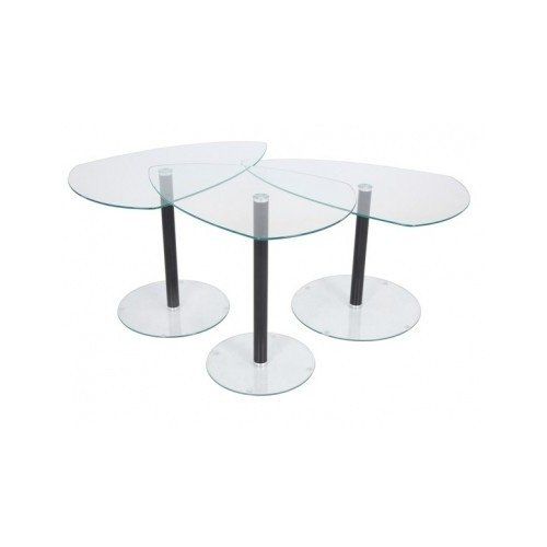 Cocktail Table Set of 3 Modern Glass Nesting End Tables