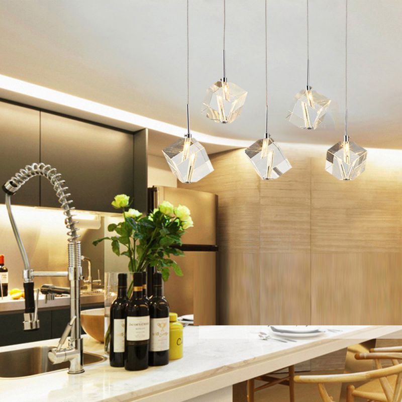 DINGGU™ Modern Lighting Island Crystal Chandelier Pendant Lamp Fixtures 5 Lights Halogen Bulbs Included