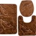 Elvoki 3 Piece Bathroom Rug Mat Set Memory Foam and Contour Rug Sets (19"x30.5") (19"x20.5") with Lid Cover, Brown - Note: This Lid Cover Rug Works for Round Toilet Lid