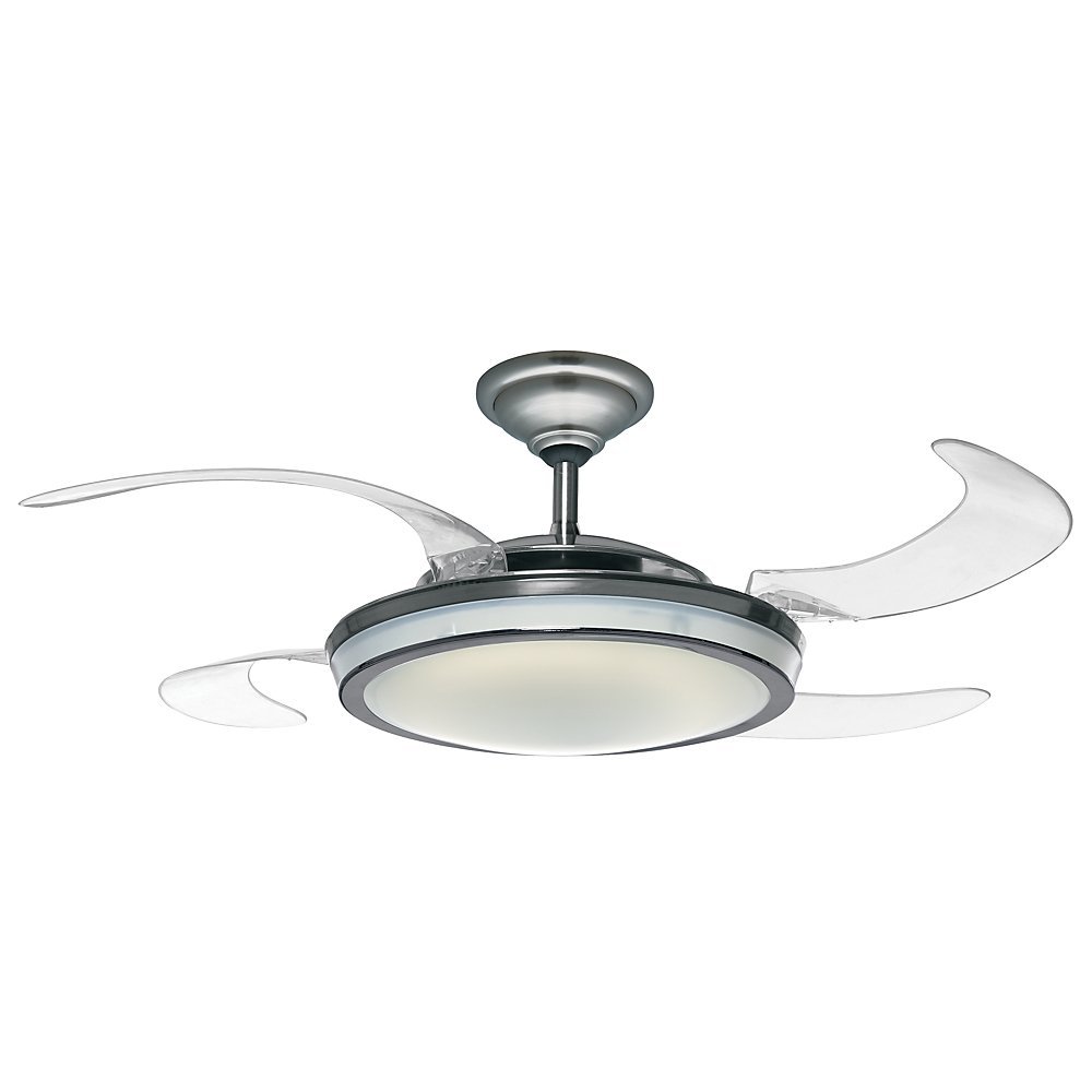 Hunter Fan 59085 Fanaway Retractable Blade 48" Brushed Chrome Ceiling Fan with Light Kit and Remote Control