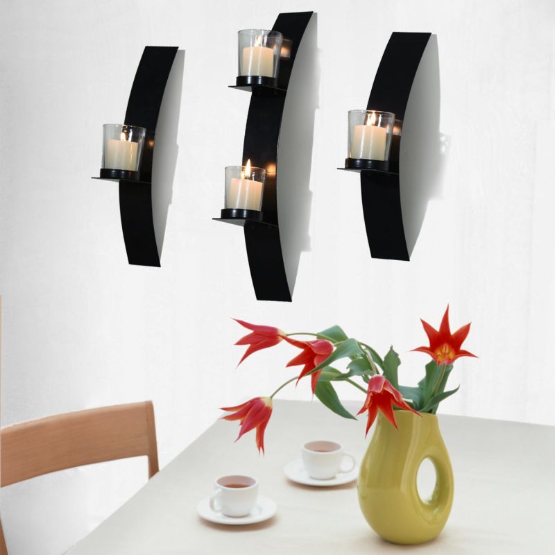 Joveco Wall Mount Candle Sconces Plaque, Set of 3