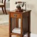 Legacy Decor Mission Style Telephone Stand / End Table in Antique Oak Finish w/ Drawer
