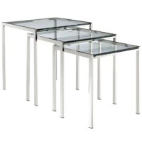 LexMod Nimble Stainless Steel Nesting Table Set