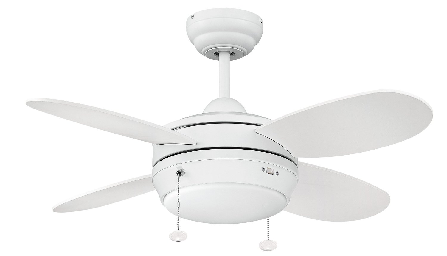 Litex E-MLV36MWW4LK1 Maksim Collection 36-Inch Ceiling Fan with Four Matte White Blades and Single Light Kit with Opal Frosted Glass