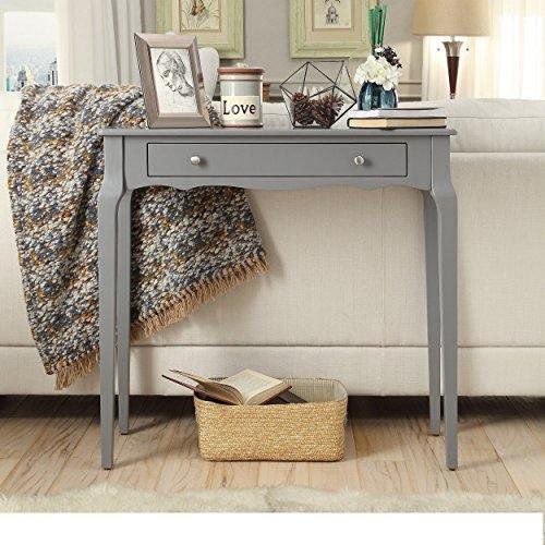 Modern Cottage Wood Narrow End Sofa Console Accent Table with Storage Drawer - (Gray)