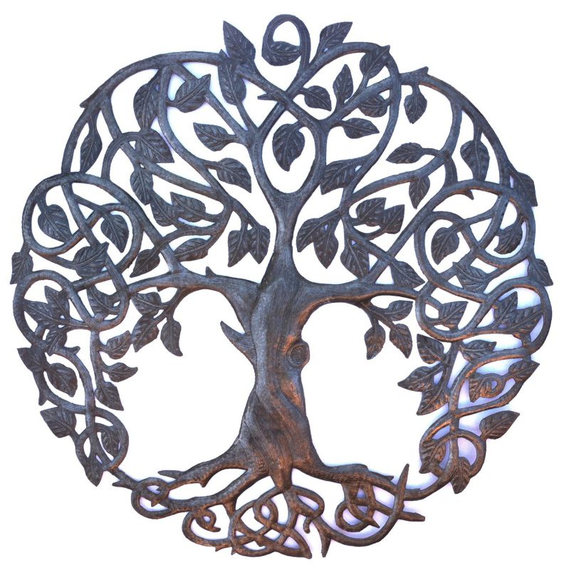New Design Celtic Inspired Tree of Life, Metal Wall Art, Fair trade from Haiti, 23" X 23"