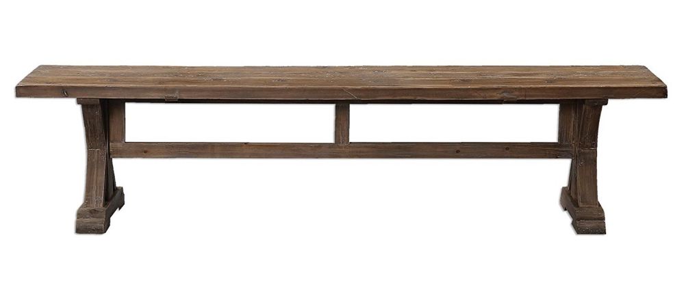 Rustic Pine Farmhouse Solid Wood Trestle Bench | Dining Table Seat Cottage Antique 