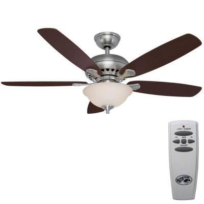 Southwind 52in. Brushed Nickel Ceiling Fan, Five Reversible Blades, Cherry/maple, with Remote Control
