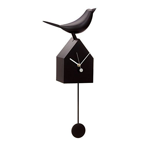 Torre & Tagus 901658 Motion Birdhouse Clock with Removable Pendulum, Black