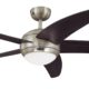 Westinghouse 7255700 Bendan One-Light Five-Blade Indoor Ceiling Fan, 52-Inch, Satin Chrome Finish with Opal Frosted Glass