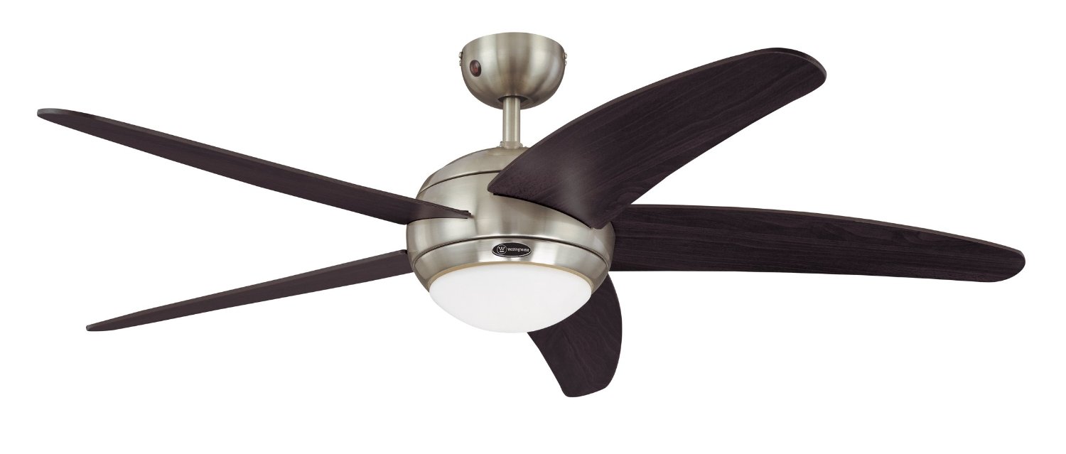 Westinghouse 7255700 Bendan One-Light Five-Blade Indoor Ceiling Fan, 52-Inch, Satin Chrome Finish with Opal Frosted Glass