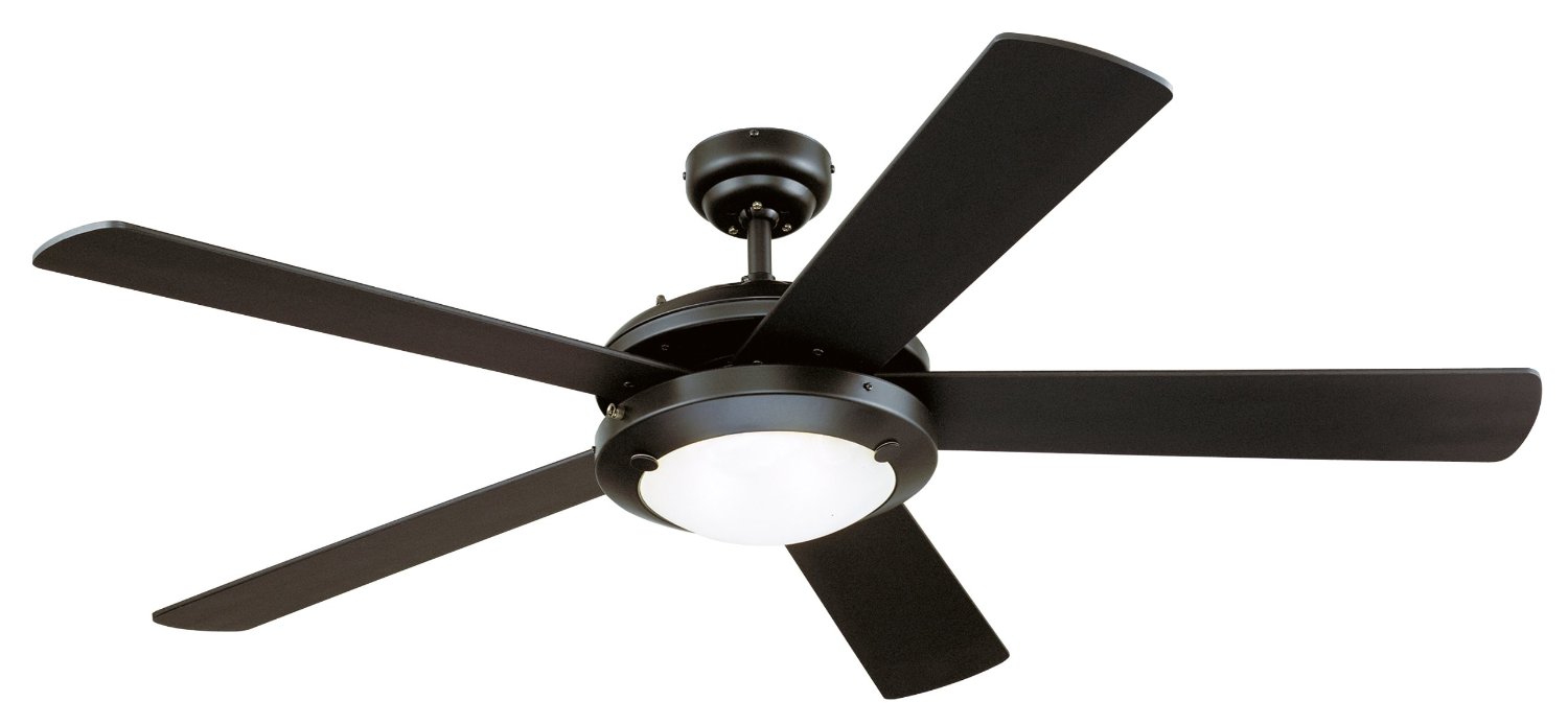 Westinghouse 7801665 Comet Two-Light 52-Inch Reversible Five-Blade Indoor Ceiling Fan, Matte Black with Frosted Glass