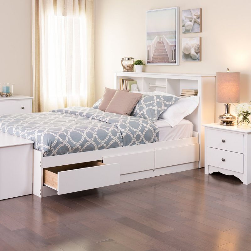 White Queen Mate’s Platform Storage Bed with 6 Drawers