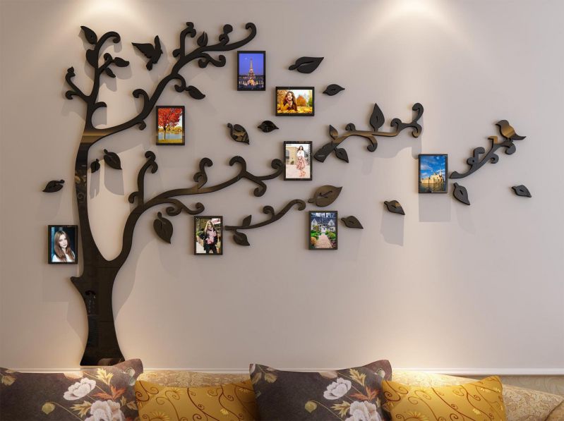 3d Picture Frames Tree Wall Murals for Living Room Bedroom Sofa Backdrop Tv Wall Background, Originality Stickers Gift, Removable Wall Decor Decal Sticker (50(H) x 70(W) inches)