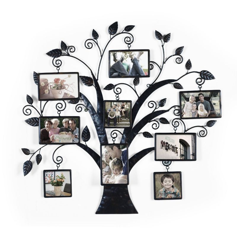 Brown Black Decorative 9 Opening Collage Bronze Bronze Iron Metal Wall Hanging Family Tree Picture Photo Frame, 9 Opening, 4x6" 4x4"