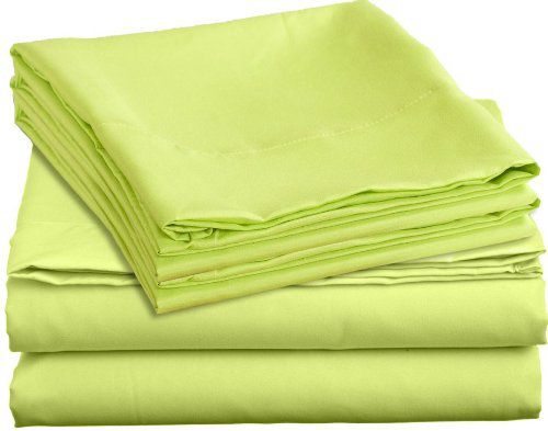 Clara Clark Bright Colored Bedding Colortastic Juvenile Series Complete DUVET COVER SET, Kids, Children and Teens, Boys and Girls Personal Microfiber Soft and Easy Care - Full Size, Green (Lime Punch) Color