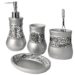 Creative Scents Brushed Nickel Bathroom Accessories Set, 4 Piece Bath Ensemble, Bath Set Collection Features Soap Dispenser Pump, Toothbrush Holder, Tumbler, Soap Dish- Silver Mosaic Glass