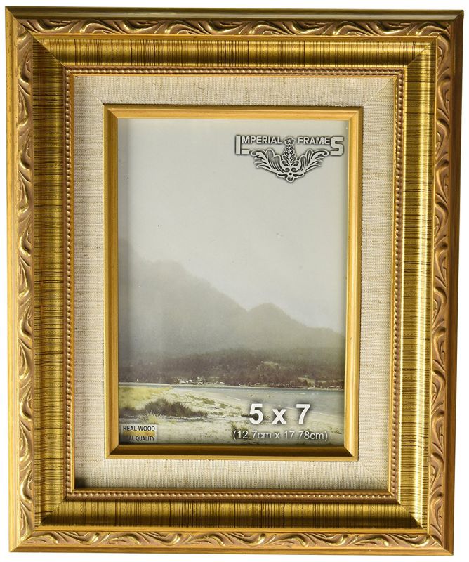 Imperial Frames 61457 5 by 7-Inch/7 by 5-Inch Picture/Photo Frame, Dark Gold with Floral Design and a Canvas Liner
