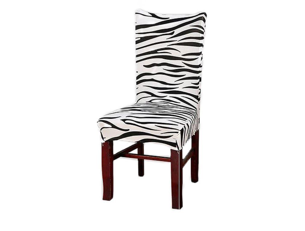 OUUD Removable Washable Chair Seat Covers Chair Slipcovers fpr Hotel Dining Room Ceremony Kitchen Bar Dining Wedding Party-Zebra