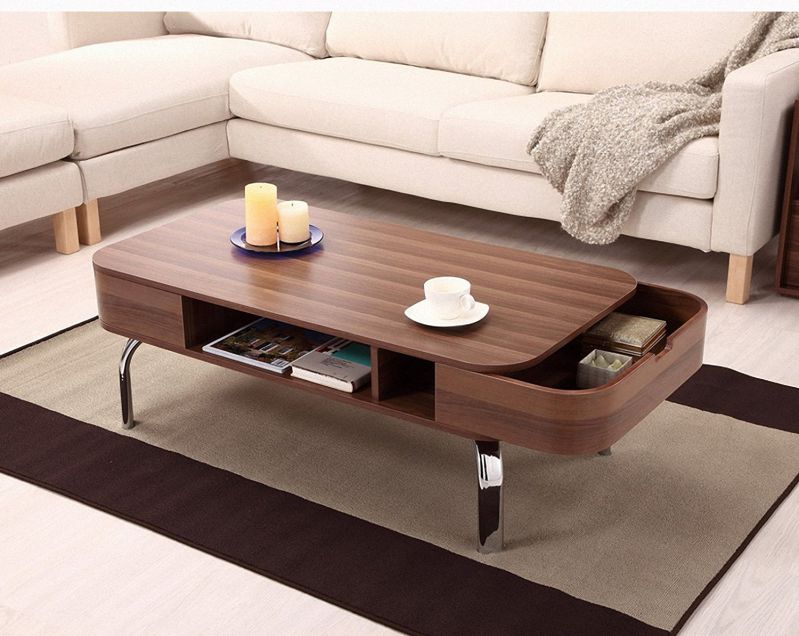 ioHOMES Luxer Coffee Table with Drawers, Walnut
