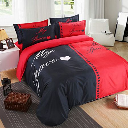 3D black and white couples ideas on four sets of twin bed sheets,B,Queen