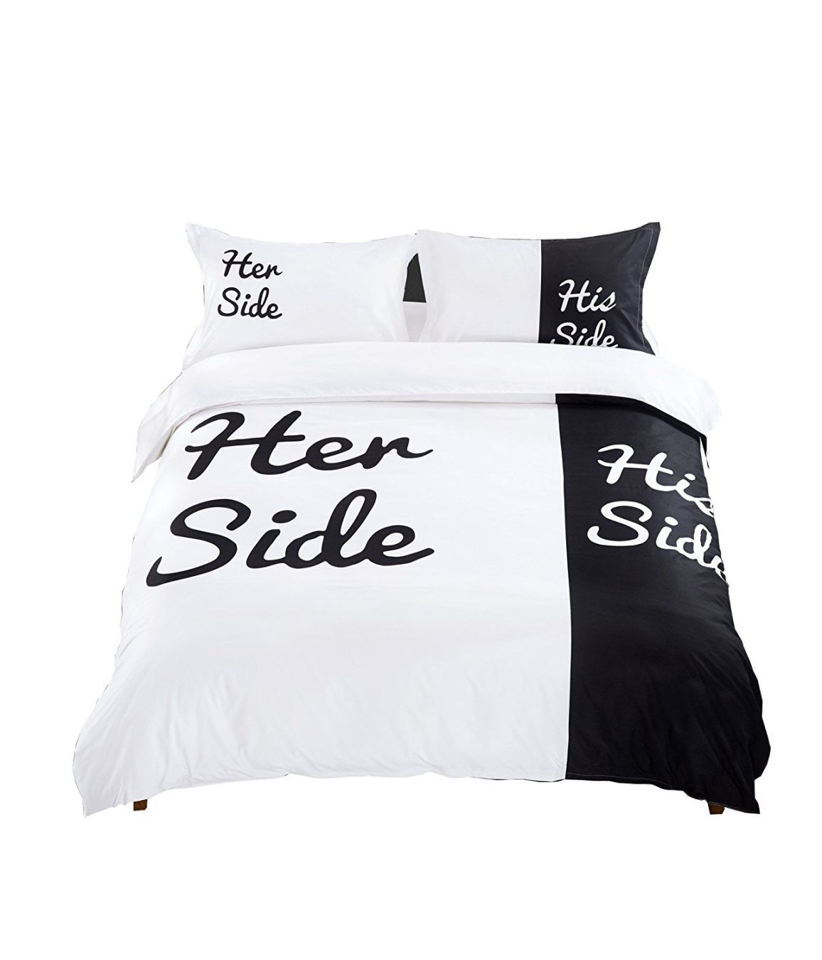 D-Sun His Side and Her Side Cotton 4-Piece Duvet Cover Set
