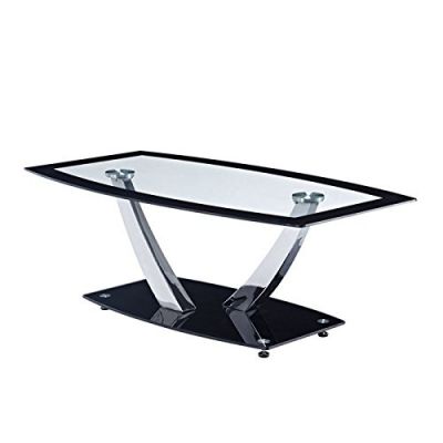 Global Furniture USA Clear and Black Coffee Table in Chrome Legs
